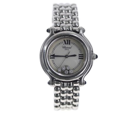 Chopard 'Happy Diamonds' stainless steel lady's wristwatch, reference no. 27/8238-23, serial no. 8236, the dial with five flo