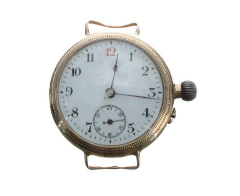 Swiss 9ct Borgel cased wire-lug gentleman's wristwatch, import hallmarks London 1912, enamel dial with Arabic numerals, red t