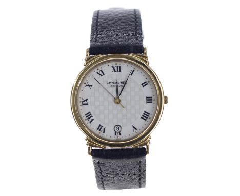 Raymond Weil Tradition gold plated and stainless steel gentleman's wristwatch, reference no. 5531, white dial, modern black l