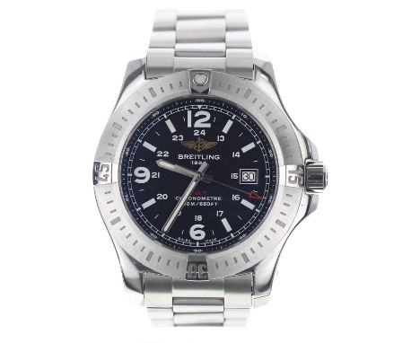 Breitling Colt Chronometre stainless steel gentleman's wristwatch, reference no. A74388, serial no. 1535xxx, black dial, rota