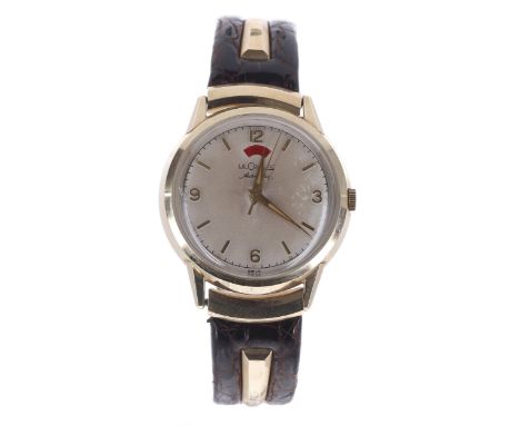 Vintage LeCoultre 'bumper' automatic 10k gold filled and stainless steel gentleman's wristwatch, silvered dial with gilt appl