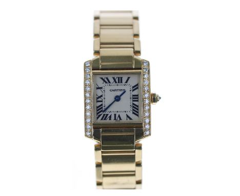 Fine Cartier Tank Francaise 18ct diamond set lady's wristwatch, reference no. 1820, serial no. CC305xxx, silvered dial, diamo