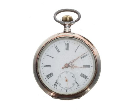 Continental silver (0.800) cylinder pocket watch, gilt movement signed Vogt with gilt three arm balance and regulator, inscri