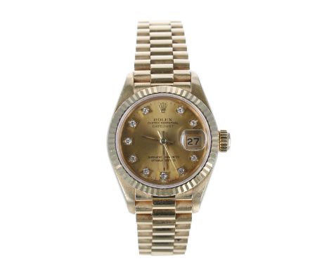 Rolex Oyster Perpetual Datejust 18ct lady's wristwatch, reference no. 69178, serial no. X220xxx, circa 1991, fluted bezel, ch