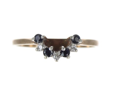 Sapphire and diamond seven stone ring, 1.6gm, ring size Q/R 