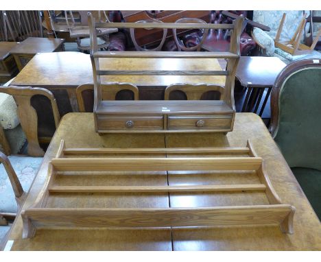 Two Ercol Golden Dawn elm plate racks 