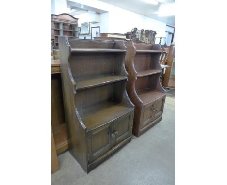 Three Ercol Golden Dawn elm open bookcases 