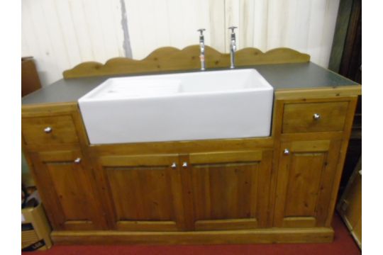 Large Rustic Pine Kitchen Sink Unit Complete With A Shaws