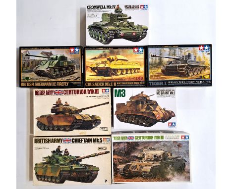 Tamiya, a boxed group of 1:35 scale military Tank model kits which also includes motorized/remote control kits to include&nbs