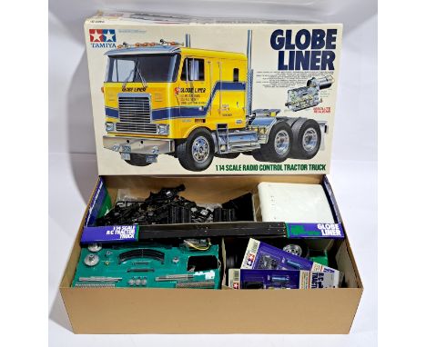 Tamiya Globe Liner Tractor Truck 1:14 scale Radio Control Model Kit, boxed.&nbsp; Although untested &amp; unchecked for compl