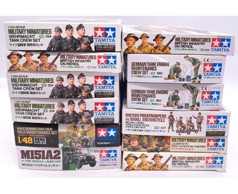 Tamiya, a boxed MAINLY 1:35 scale military kit group vehicles/figure sets and similar to include 35125 MI5IA2 With Tow Missil