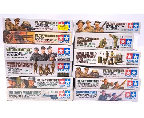 Tamiya, a boxed mainly 1:35 scale military kit group vehicles/figure sets and similar to include 35339 (Military Miniatures) 