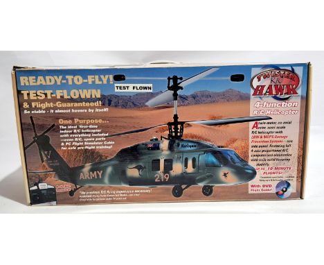 Twister R/C Hawk Radio Controlled Military Helicopter, boxed. Although untested &amp; unchecked for completeness condition ge