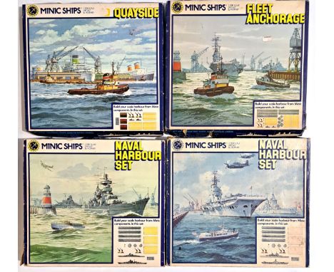 Hornby (Minic Ships) a boxed group of 1:1200 Scale Minic Ships Sets comprising of M906 Navel Harbour Set, M904 Fleet Anchorag