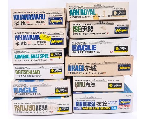 Hasegawa &amp; Fujimi (Waterline Series) a boxed group of plastic 1/700th scale Warships which includes Hasegawa 43348 Japane
