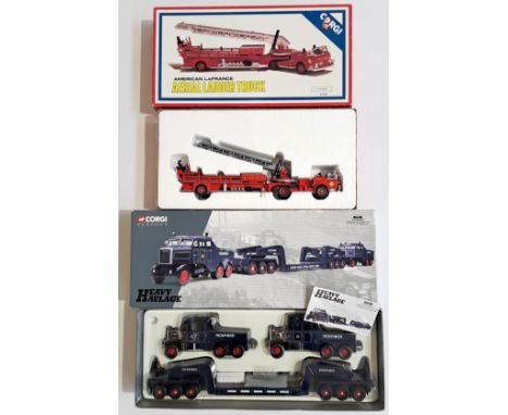 Corgi, a boxed Commercial pair comprising of C1143/2 American La France Arial Ladder Truck along with 17701 2 Scammell Constr