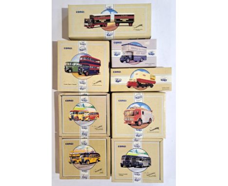 Corgi a boxed Commercial group comprising of Buses, Emergency and similar to include 97356 AEC Pump Escape Fire Engine "The N