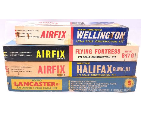 Airfix, a boxed group of earlier vintage issue 1:72 scale military aircraft kits comprising of Avro Lancaster BI (No 5 Series