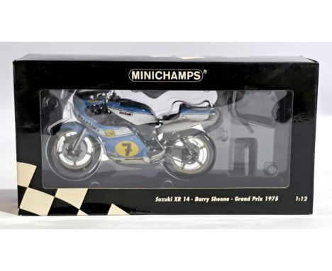 Minichamps scale 1:12 Suzuki XR 14 &ndash; Barry Sheene &ndash; Grand Prix 1975, boxed. Although unchecked for completeness c