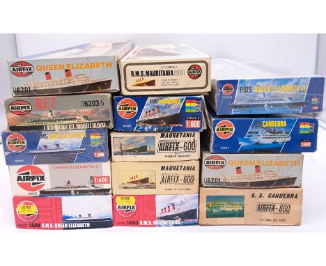 Airfix, a boxed group of 1:600 scale Cruse Liners/Steam Ships to include 06201-9 Queen Elizabeth, S.S. Canberra,&nbsp; R.M.S.