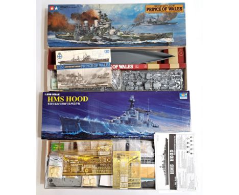 Tamiya &amp; Trumpeter a boxed pair of 1:350 scale Warship Models comprising of (1) Tamiya No.7311 British Battleship "Prince