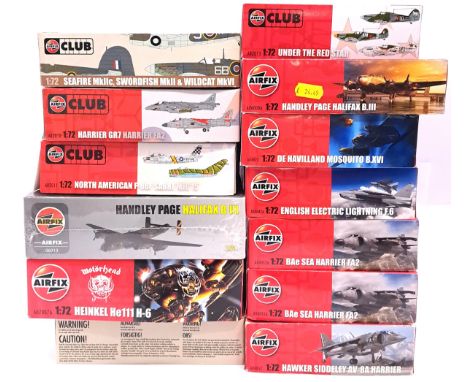 Airfix, a boxed group of 1:72 scale military aircraft kits to include A07007A Heinkel He111 H-6 "Motorhead" A04052A BAe Sea H