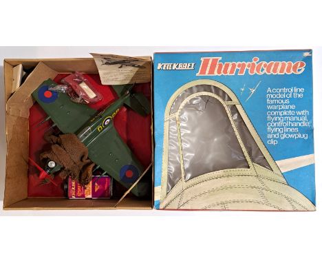 Keilkraft, a boxed Vintage "Control Line" Hawker Hurricane. Comes complete with Engine, Flying Manual, Control Handle, Flying