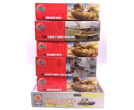 Airfix, a boxed group of 1:32 &amp; 1:35 scale military Tank model kits/sets to include A1363 1:35 scale Tiger I Tank (Early 
