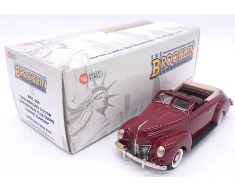 Brooklin Models, a boxed 1:43 scale BRK.159 - 1939 Mercury Convertible Club Coupe with Dark Maroon interior with Beige Tonnea