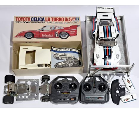 Tamiya Toyota Celica LB Turbo, Martini Porsche Racing Car, Trailer &amp; Controllers, mixed&nbsp;scale Radio Control Model Ki