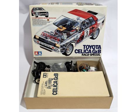 Tamiya Toyota Celica Gr.B Rally Special On/Off Road Racer 1:12 scale Radio Control Model Kit, part built, boxed. Although unt