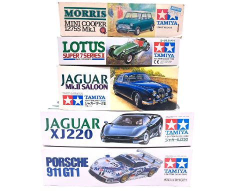 Tamiya, a boxed group of 1:24 scale Motor Vehicle/Sports Car kits to include&nbsp; Porsche 911 GT1, Jaguar XJ220 and others. 