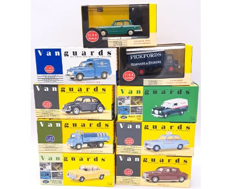 Lledo Vanguards, a boxed 1:43 scale group to include VA38001 Vauxhall Victor F-Series Mk1 in Primrose Yellow plus others. Con