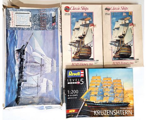 Airfix &amp; Revell, a boxed mixed scale Sailing Ship group to include Airfix 1:180 scale 09252 HMS Victory 1795&nbsp; (speci