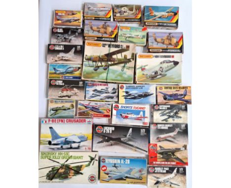 Airfix &amp; Matchbox, a boxed group of mainly 1:72 and similar scale military aircraft kits to include Matchbox PK-605 Handl