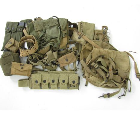 A quantity of WWII and later US army webbing kit