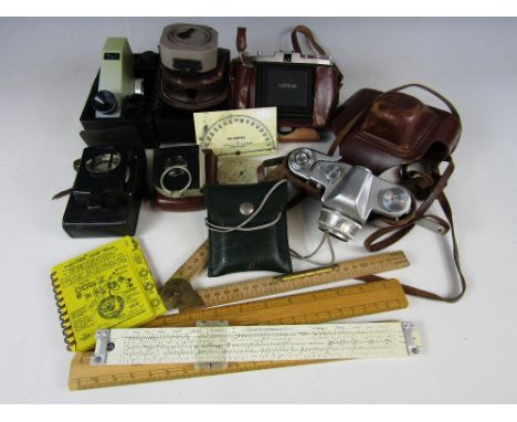 A Zeiss Ikon Nettar camera together with a Zenith 3m camera and accessories 