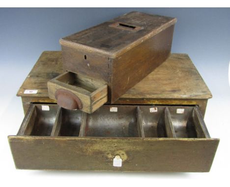 Two vintage wooden cash tills