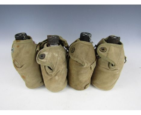 Four WWII US Army water bottles