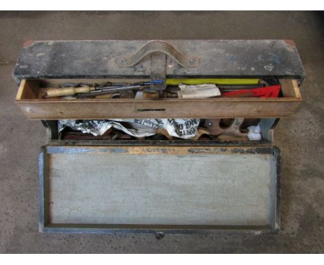 A carpenters tool box together with tools etc