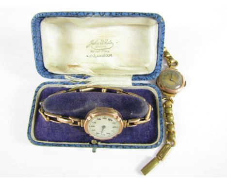 Two vintage ladies' 9ct gold cased wristlet watches