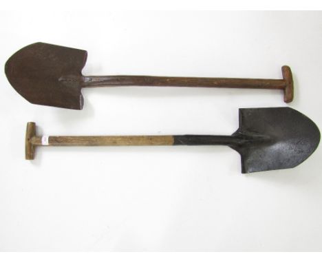 A 1943 dated British Army shovel together with a relic example