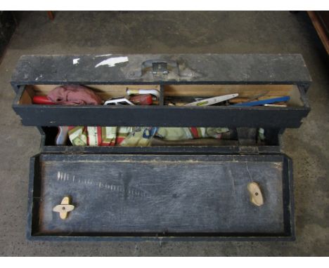 A carpenters tool box together with tools etc