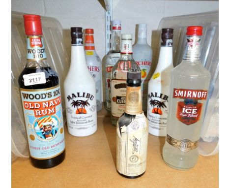 Various alcohol, to include rum, Malibu, Archers, tequila, vodka, etc.  