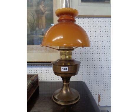 Brass Aladdin 23 Oil Lamp with Amber glass shade