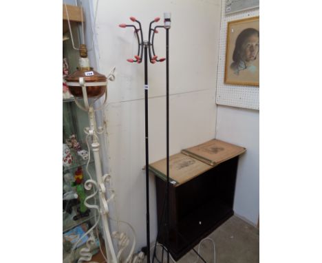 1950s Sputnik hat stand and a black metal standard lamp