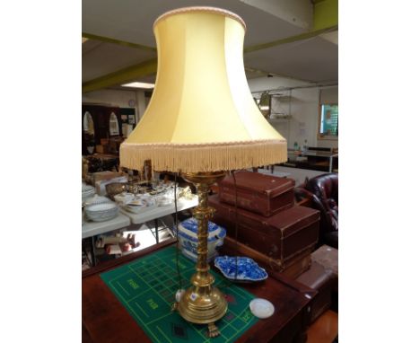 Heavy Brass Cabochon Jewelled table lamp with shade
