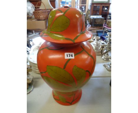 Retro Orange Leaf decorated lamp base