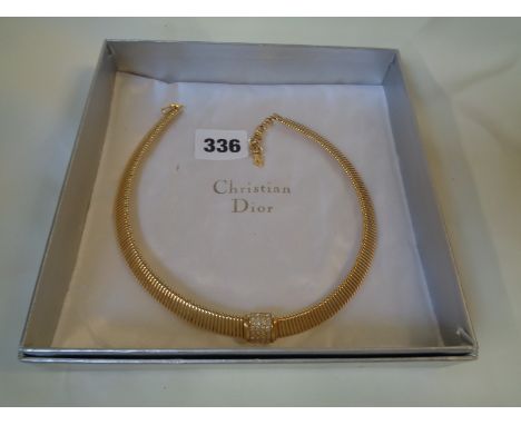 Boxed Christian Dior necklace with stone setting