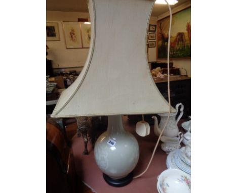 Celedon type table lamp with shade